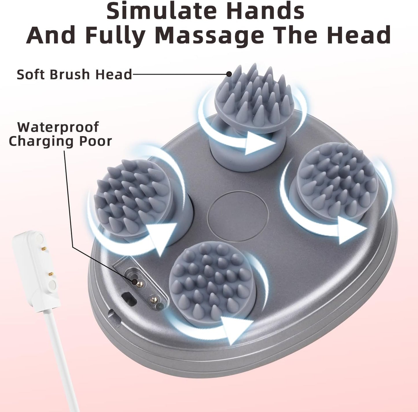Electric Pet Massager for Cats and Dogs Care with 8 Massage Heads, Handheld Cordless Head Scratcher Scalp Massager for Hair Growth, Deep Clean and Stress Relax, Gifts for Women, Men,Pets