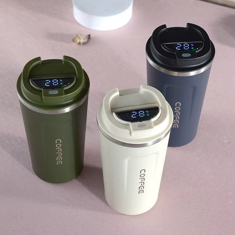 Insulated Coffee Mug Smart Temperature Display Coffee Cup Stainless Steel Thermos Cup Travel Water Bottle Car Office Water Cups