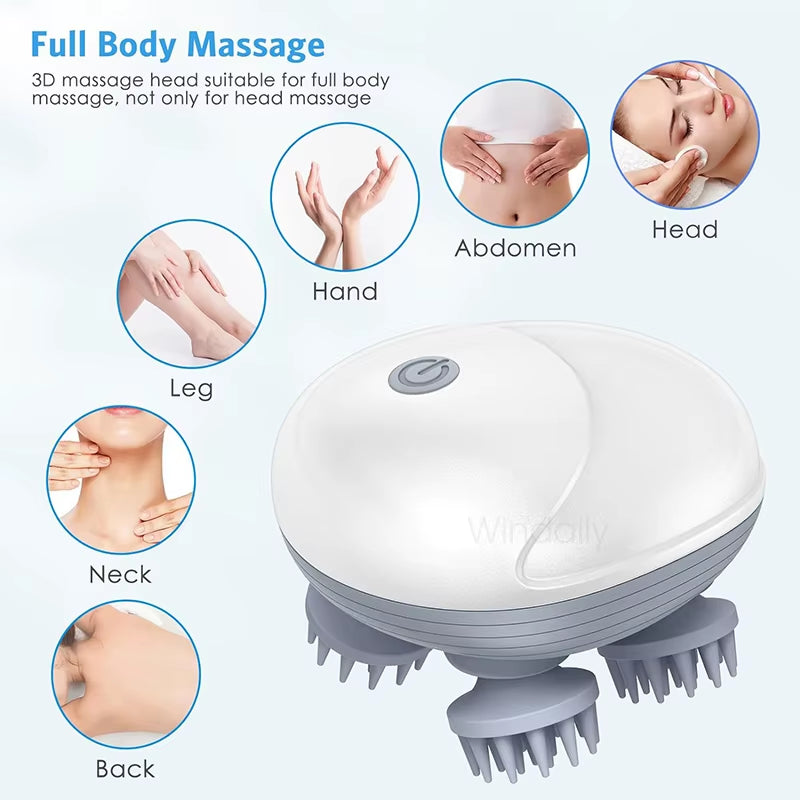 Electric Scalp Head Massager Kneading Vibrating Device Health Care Shoulder Neck Leg Arm Deep Tissue Massage Cat Pet Massager
