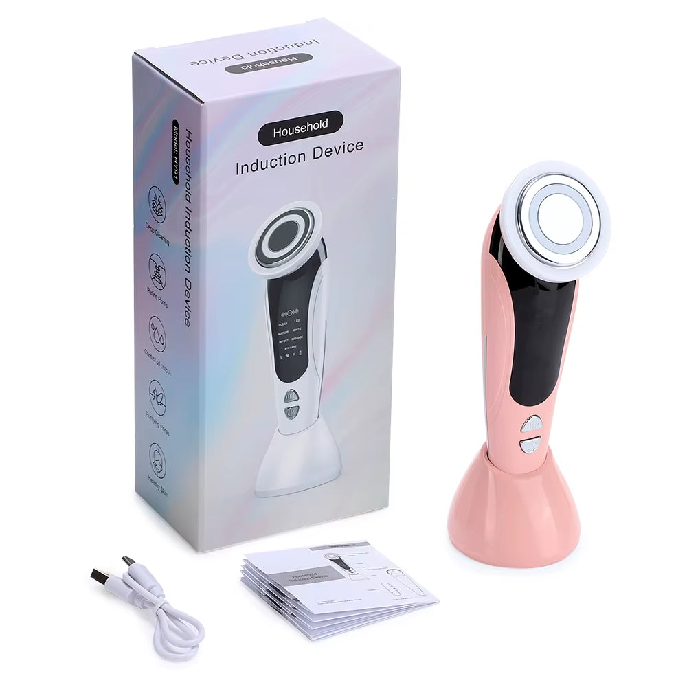 Photon Facial Massager Face Lift Beauty Machine Red Blue LED Light Skin Rejuvenation Warm Cleansing anti Aging Lifting Tighten