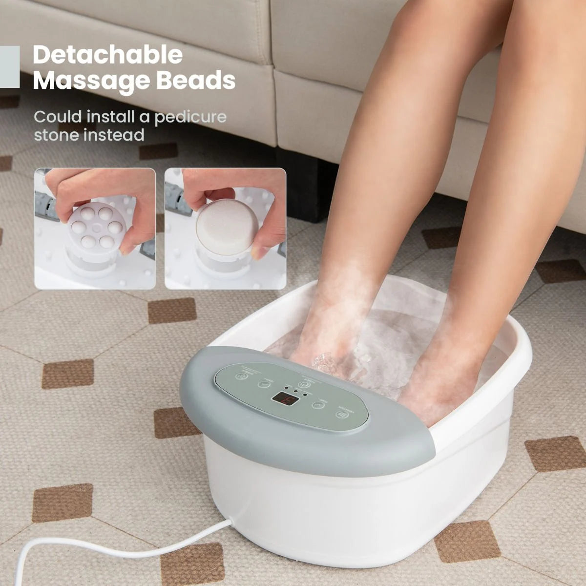 Foot Spa Massager with Removable Pedicure Stone