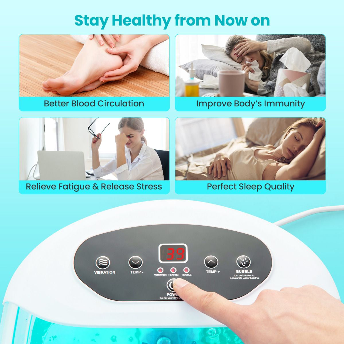 Foot Spa Massager with Removable Pedicure Stone