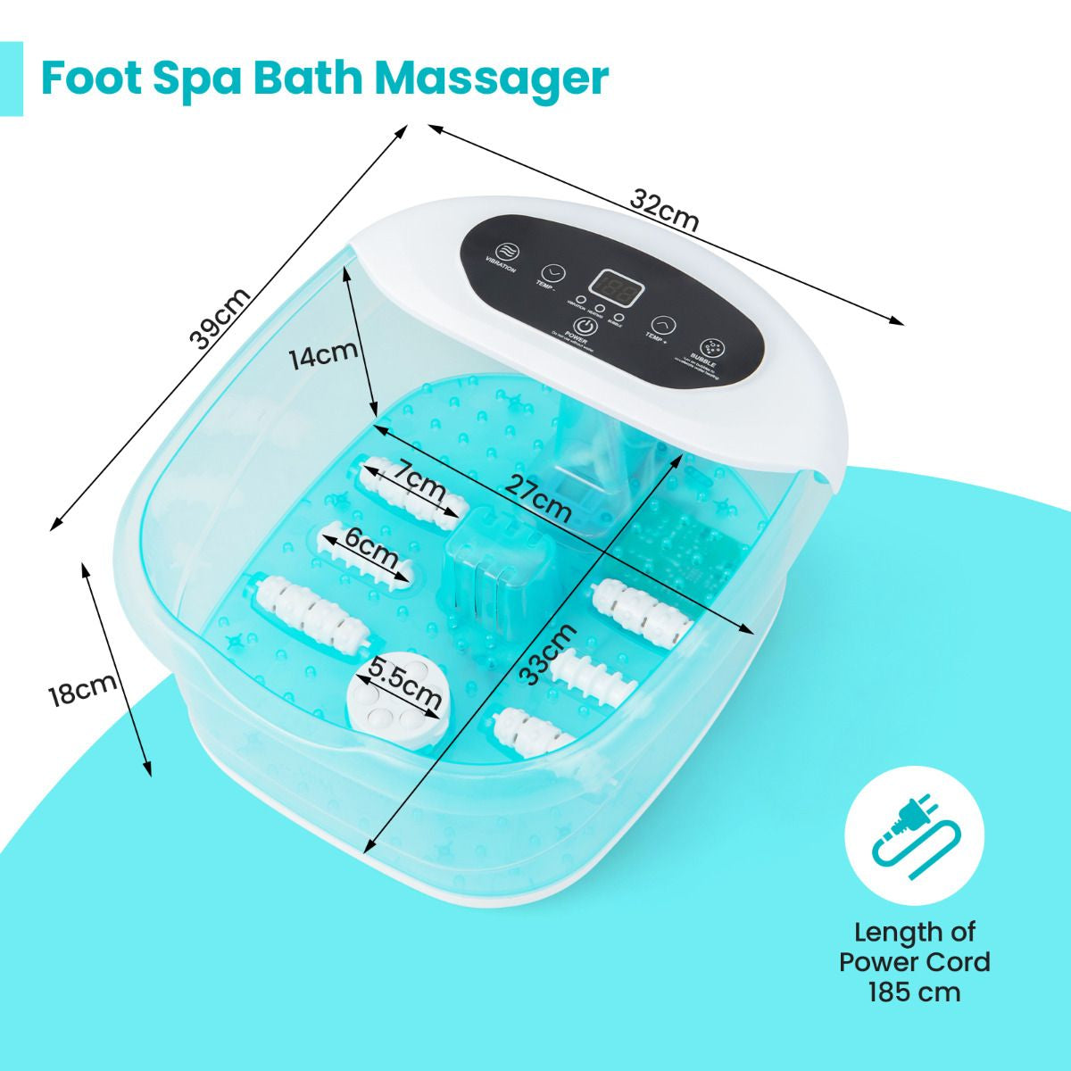 Foot Spa Massager with Removable Pedicure Stone