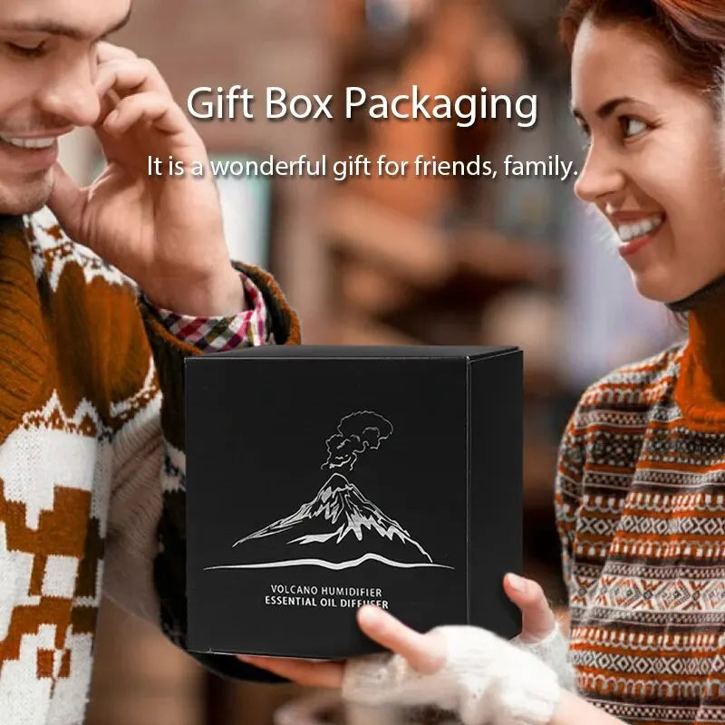 KINSCOTER Volcanic Aroma Diffuser Essential Oil Lamp 130Ml USB Portable Air Humidifier with Color Flame Night Light