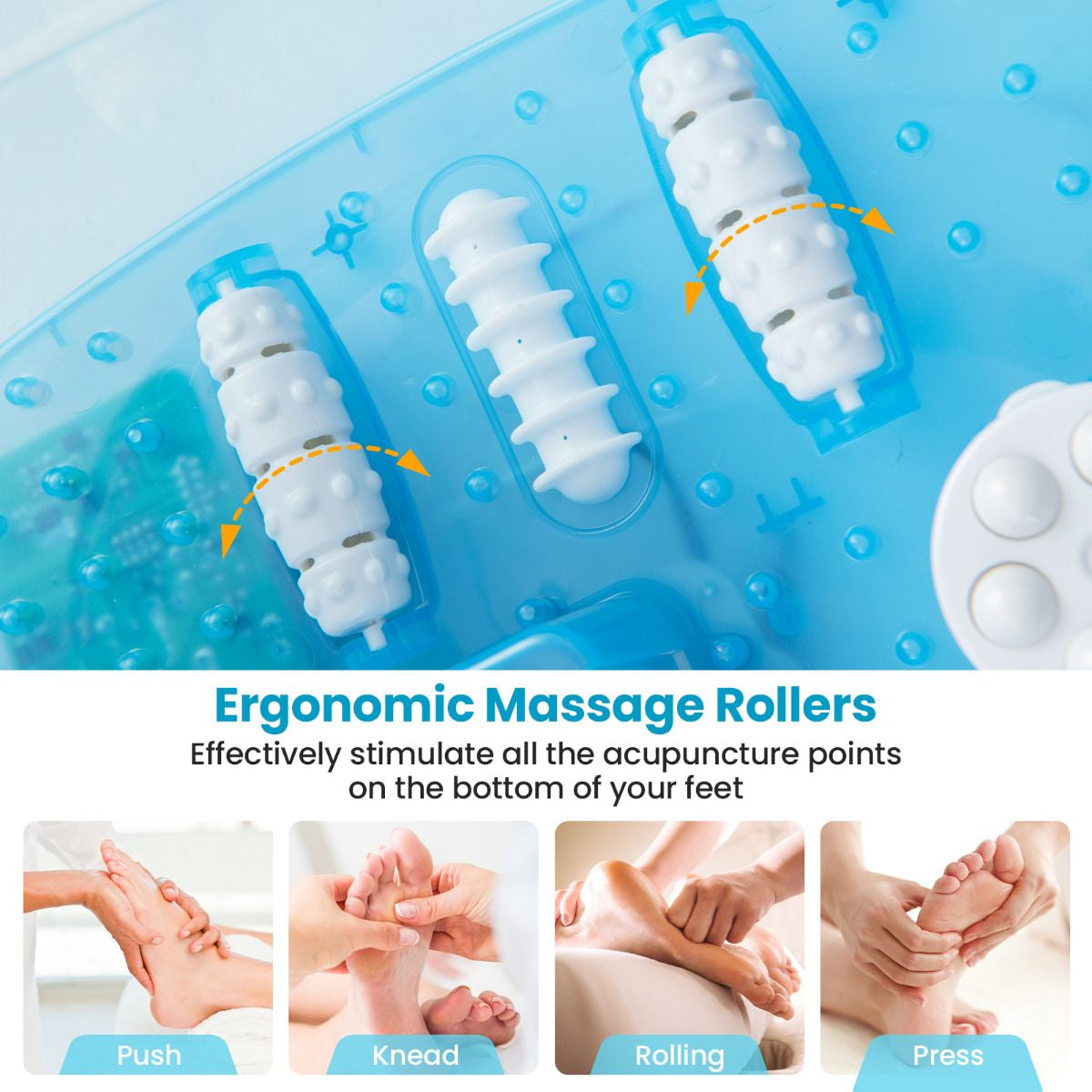 Foot Spa Massager with Removable Pedicure Stone