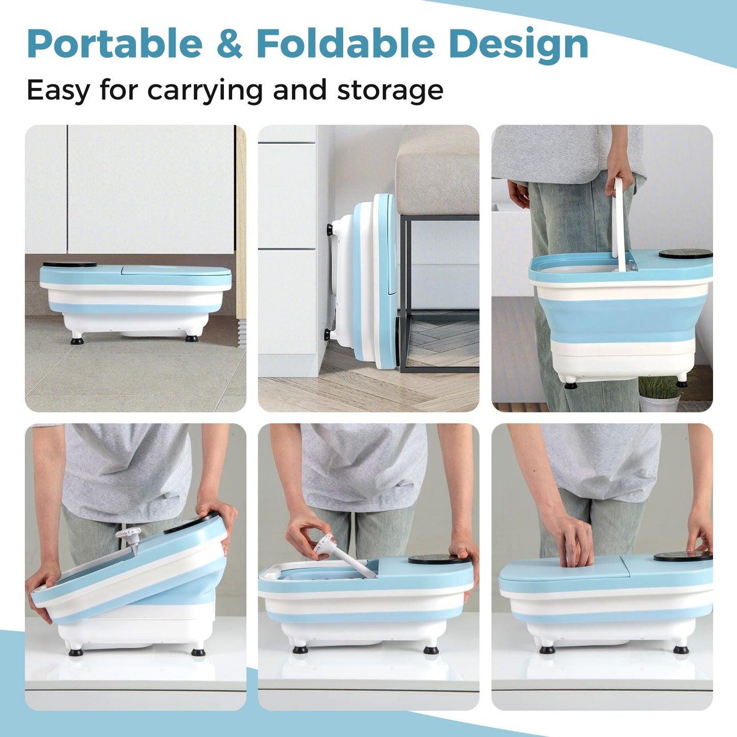 Collapsible Foot Spa Massager Bath Tub with Heat Shower and Timer