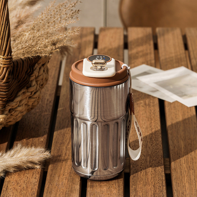Smart Digital Thermal Bottle Portable Coffee Mug Stainless Steel Water Bottle In-Car Insulated Cup Keep Cold Vacuum Flasks 450Ml
