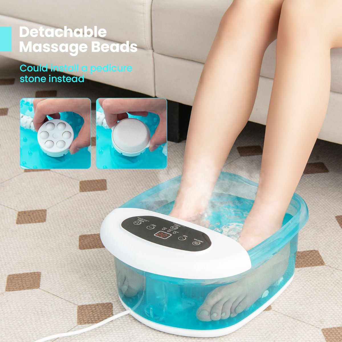 Foot Spa Massager with Removable Pedicure Stone