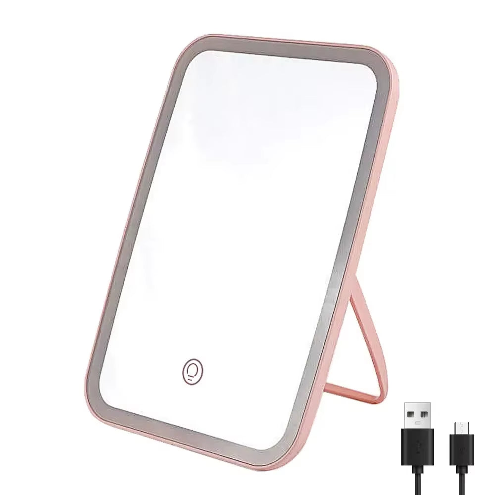 Foldable Makeup Mirror Rechargeable Portable Ladies' Dormitory Beauty Cosmetic Mirror with Lights Travel Touch Control Compact
