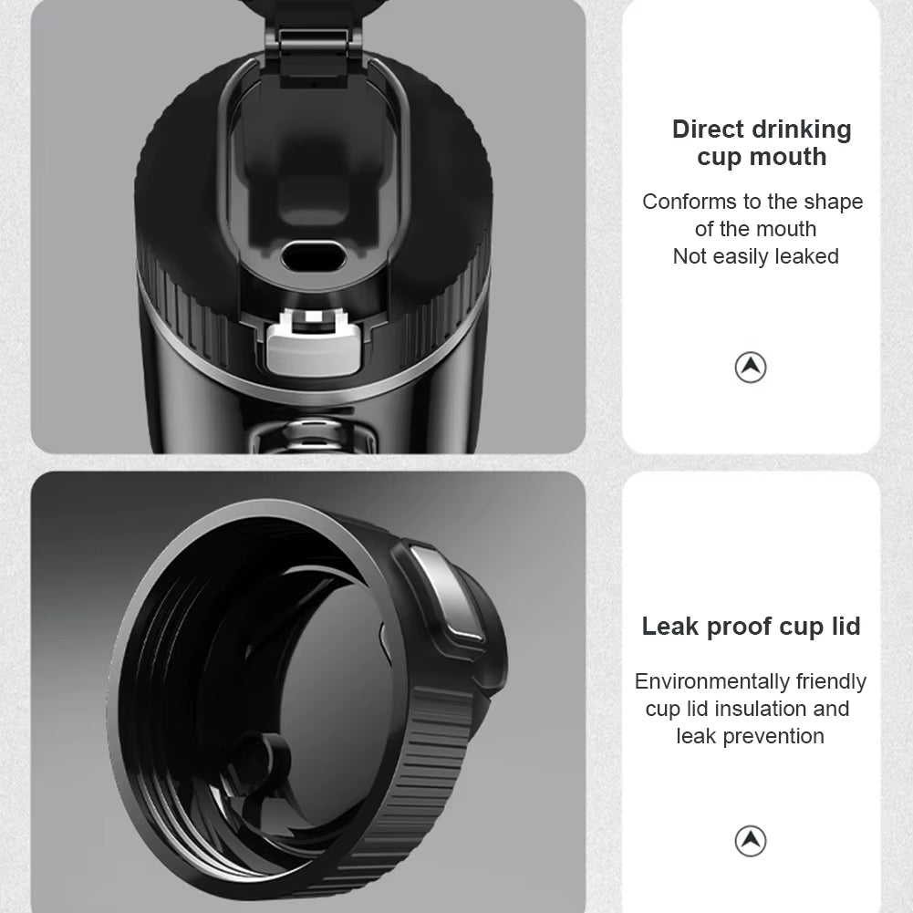 12V/24V Stainless Steel Thermos Cup Car Heating Cup 500ML Smart Temperature Sensor Coffee Milk Heated Kettle Water Warmer Bottle