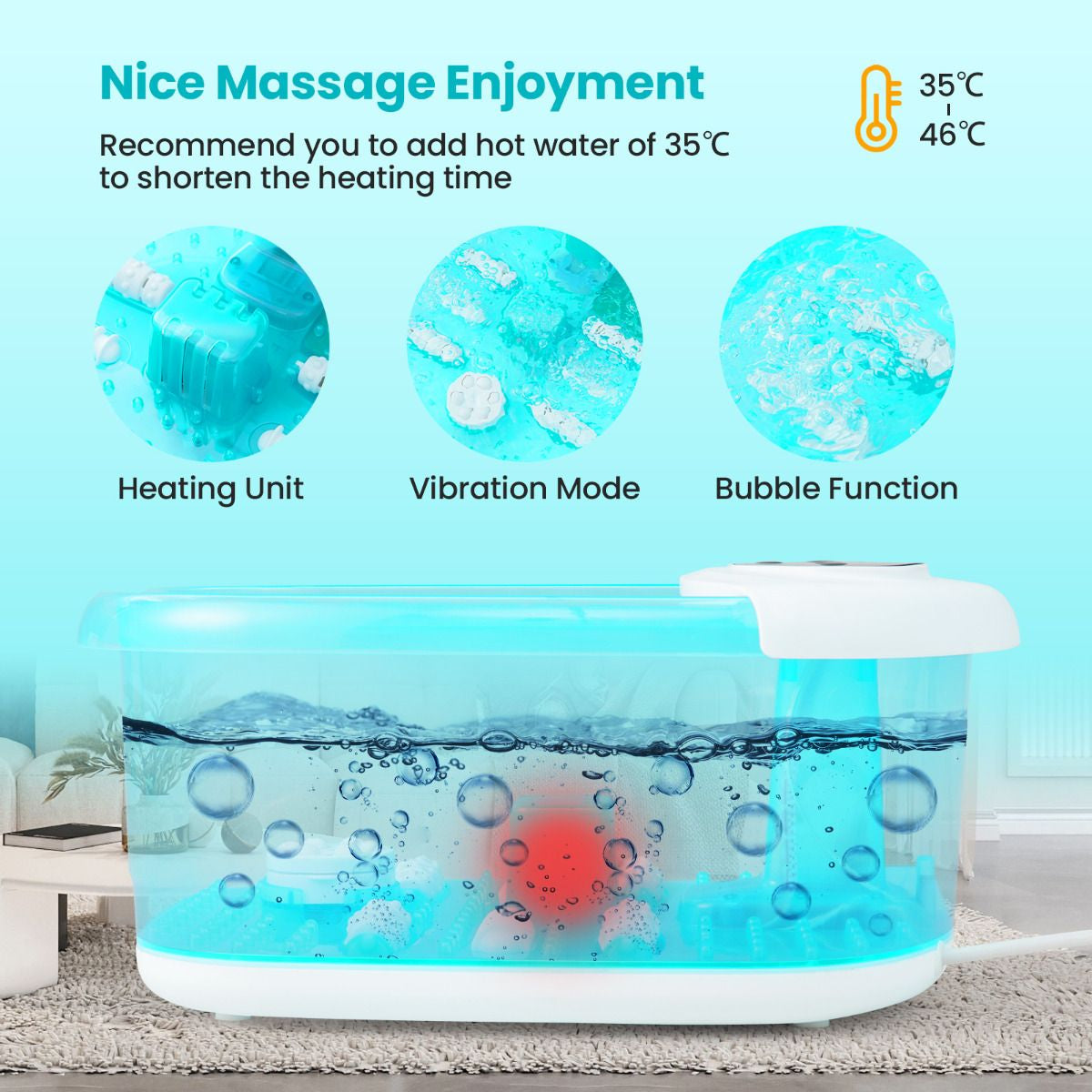 Foot Spa Massager with Removable Pedicure Stone