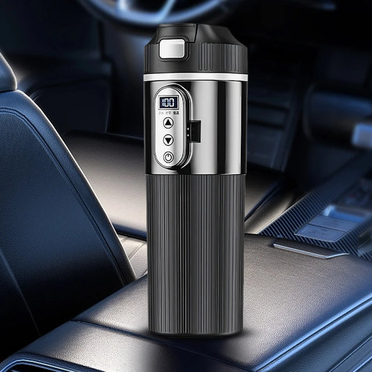 12V/24V Stainless Steel Thermos Cup Car Heating Cup 500ML Smart Temperature Sensor Coffee Milk Heated Kettle Water Warmer Bottle