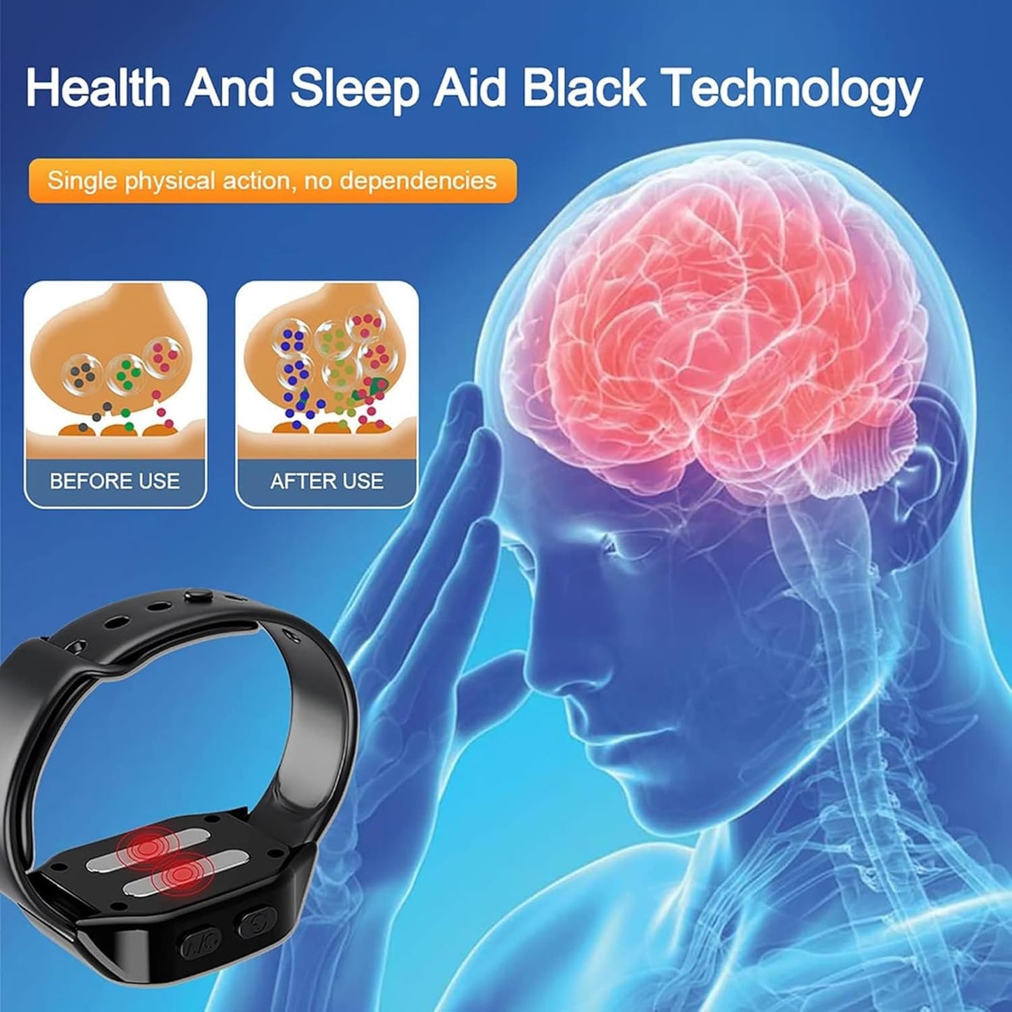 Sleep Aid Wristband Device, Portable Microcurrent Sleep Technology Aid Machine with Microcurrent Low- Frequency Pulse and 3 Gear Adjustable Modes and Compact, for Stress Relief