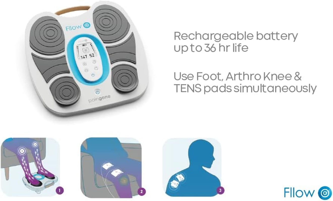 Fllow EMS - Blood Circulation Improvement - Legs & Feet - 150 Intensity Levels - Muscle Stimulator Therapy - Remote Control - Relax Muscles & Relieves Pain - Lightweight & Portable
