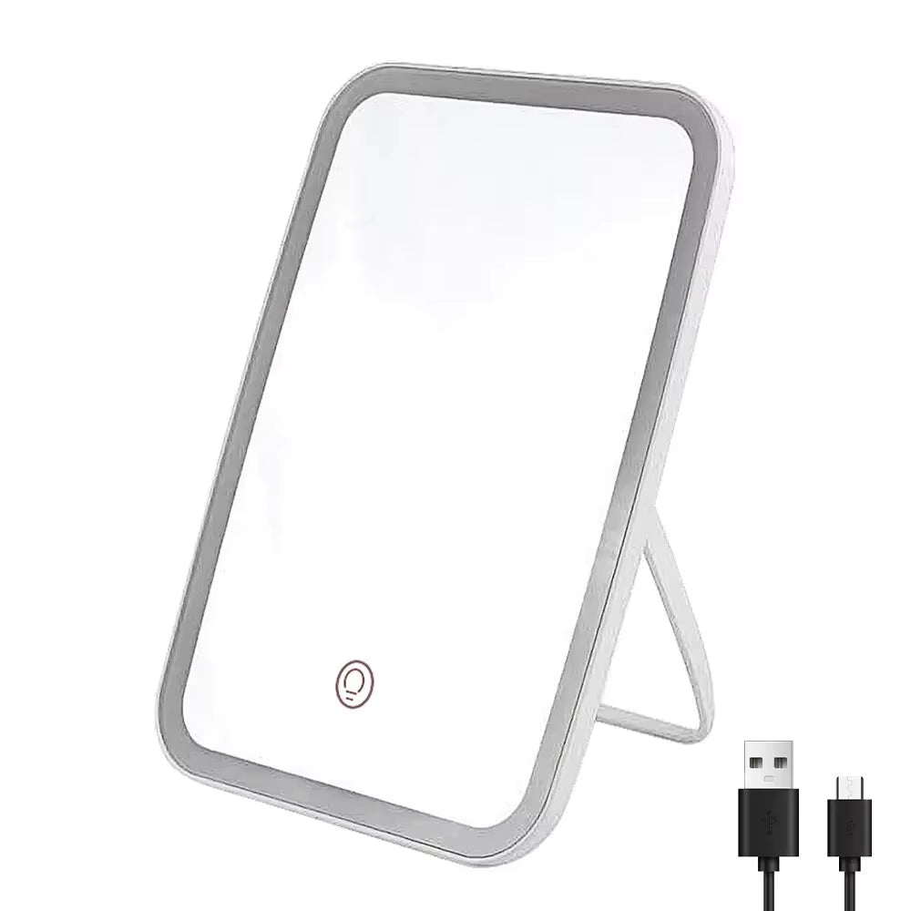 Foldable Makeup Mirror Rechargeable Portable Ladies' Dormitory Beauty Cosmetic Mirror with Lights Travel Touch Control Compact