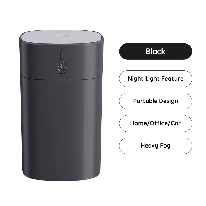 USB Mini Air Humidifier 400Ml Aroma Essential Oil Diffuser for Home Car Ultrasonic Mute Mist Maker Diffuser with LED Color Lamp