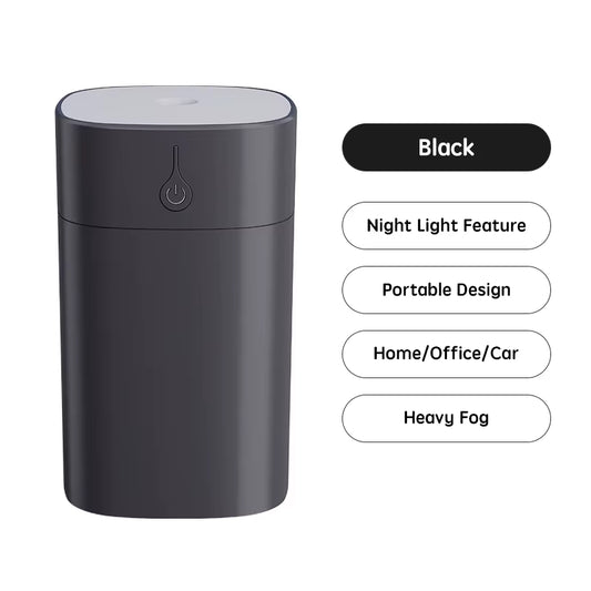 USB Mini Air Humidifier 400Ml Aroma Essential Oil Diffuser for Home Car Ultrasonic Mute Mist Maker Diffuser with LED Color Lamp