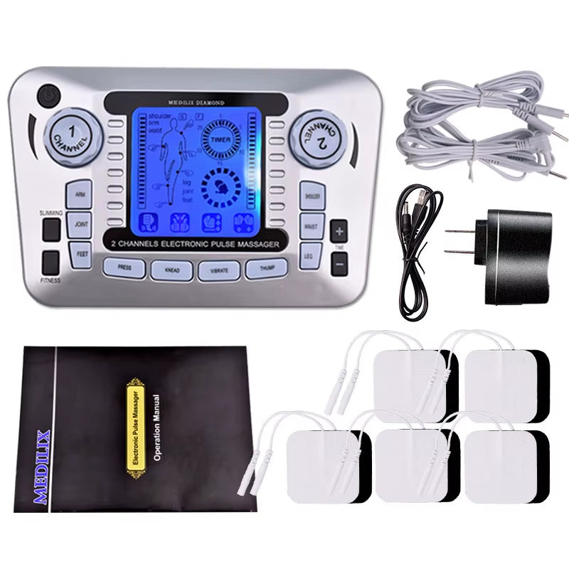 Electrical Muscle Stimulator Relax Muscle Massage Machine Pulse Tens Acupuncture Therapy Massager Slimming Fat Burner 10/30 Pads