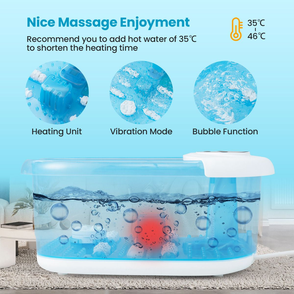 Foot Spa Massager with Removable Pedicure Stone