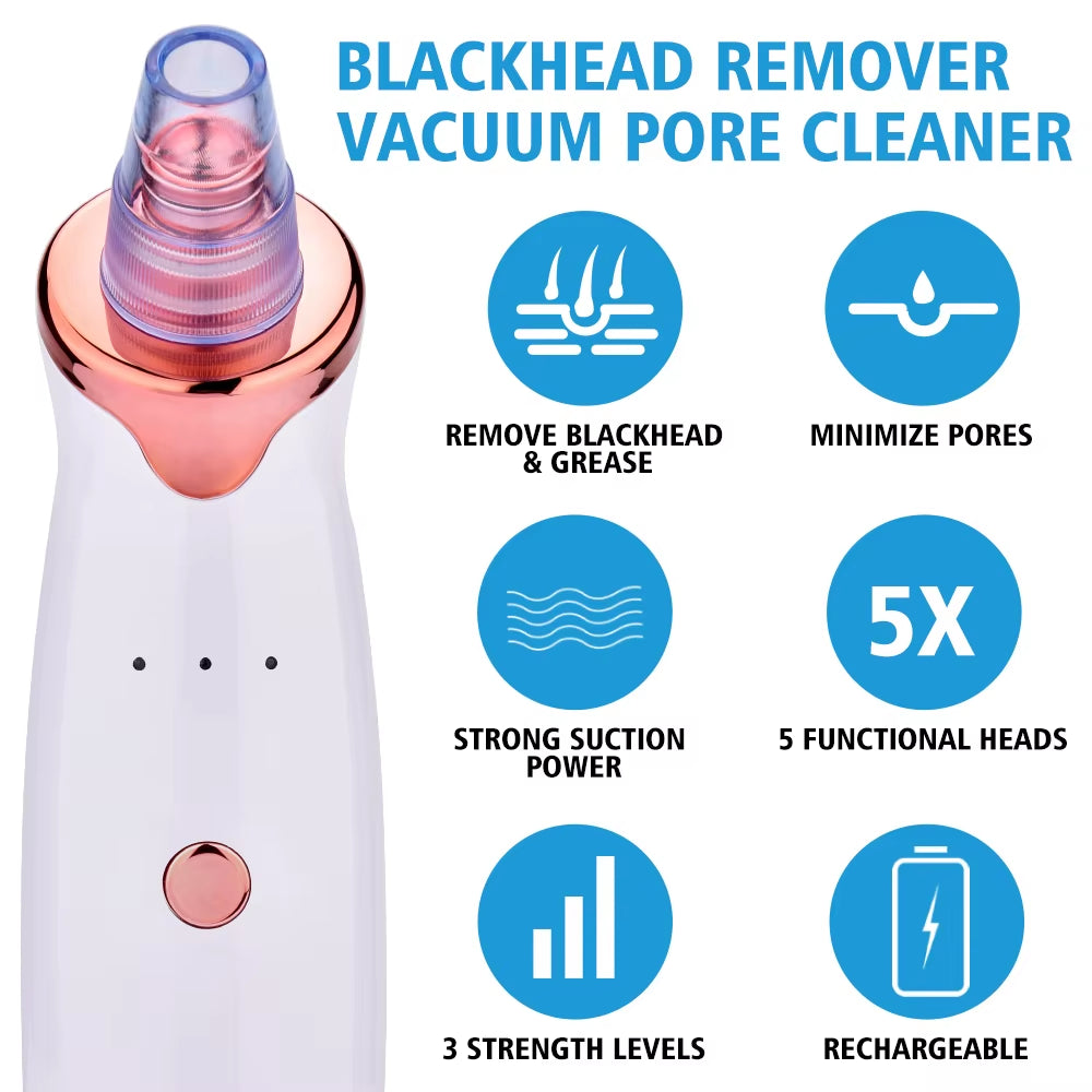 Electric Vacuum Suction Blackhead Remover USB Rechargeable Facial Pore Acne Cleaner Comedone Spot Ore Cleansing Pimple Extractor