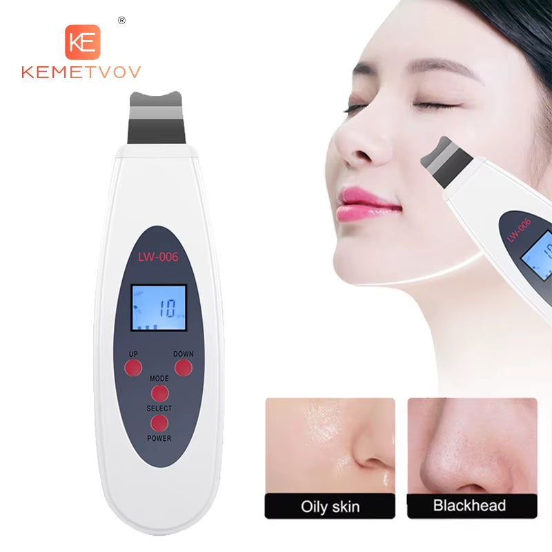 Ultrasonic Skin Scrubber Cleanser Face Cleaning Acne Removal Galvanic Facial Spa Ultrasound Peeling Clean Tone Lift LW006